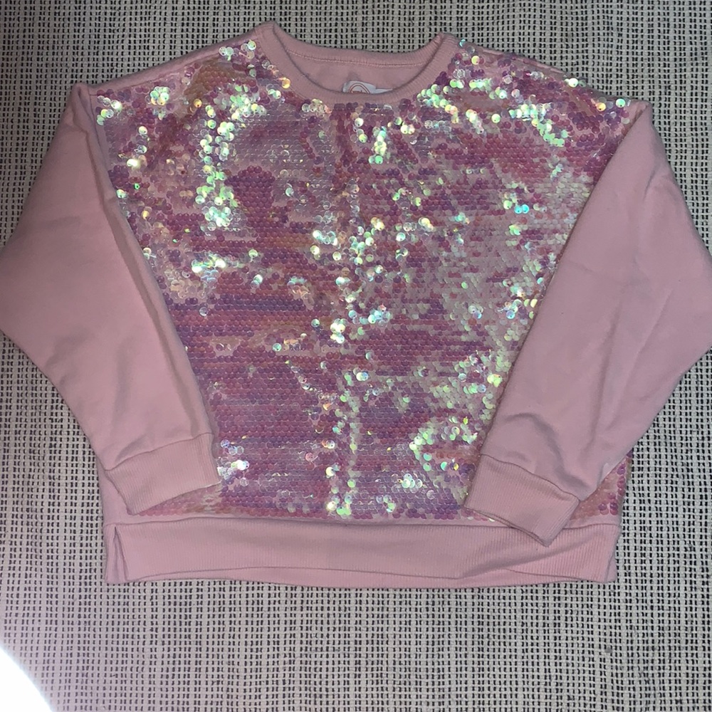 GIRLS PINK SEQUENCED TOP SWEATSHIRT
